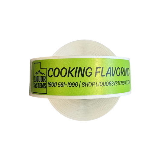 Roll of 250 cooking flavoring labels used for identifying liquor bottles that are only used for cooking flavoring.  Labeling cooking flavoring bottles is required by Utah DABS 